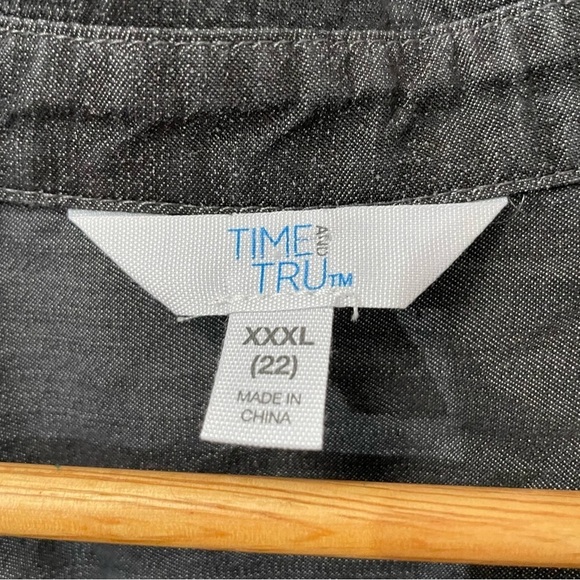 Time & TRU Black Chambray Utility Top Shirt Blouse size XXXL (22) - Picture 7 of 7